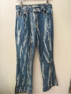Tie-Dye Blue Flare Jeans for Women